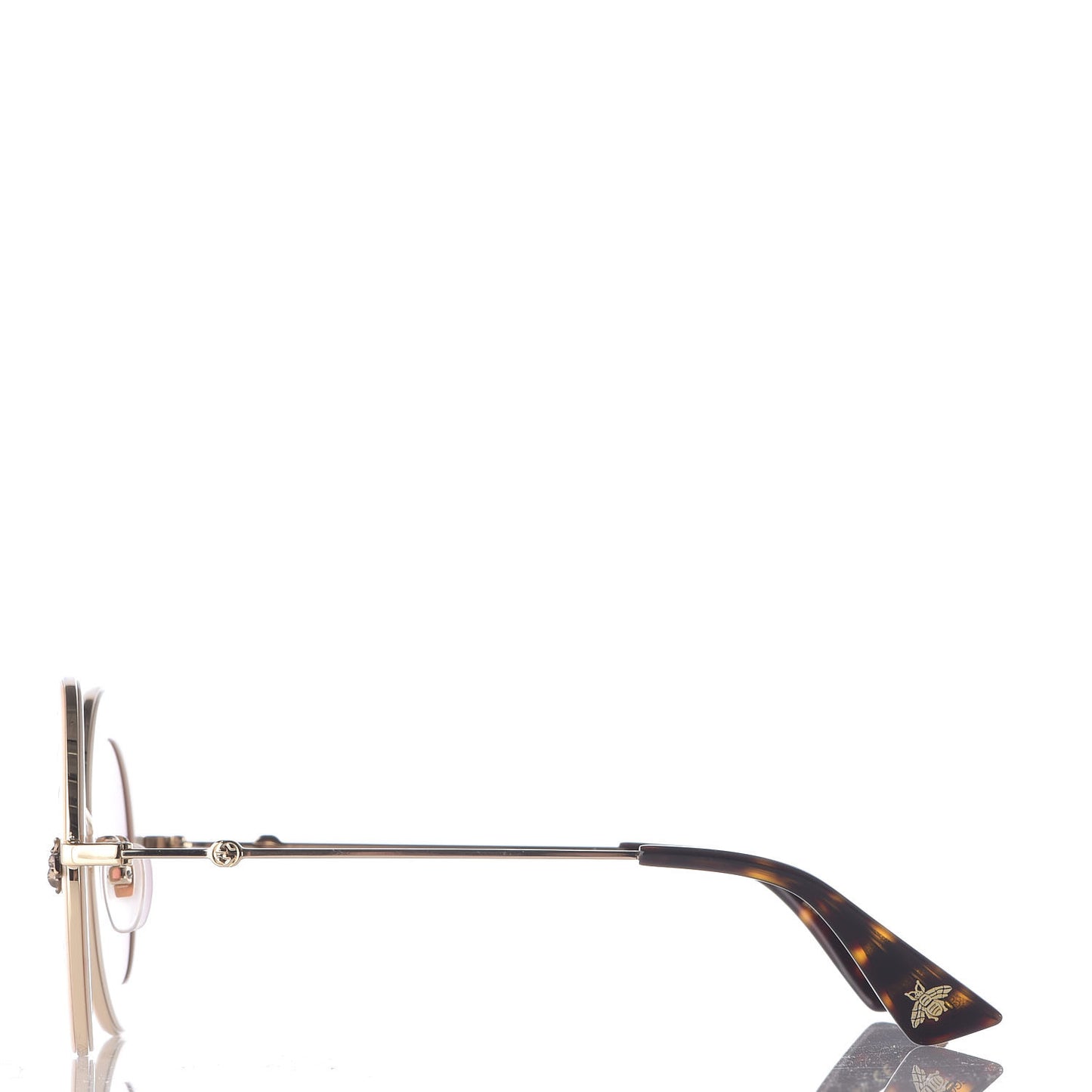 Metal L'Aveugle Par Amour Round Frame Sunglasses GG0113S White Pink