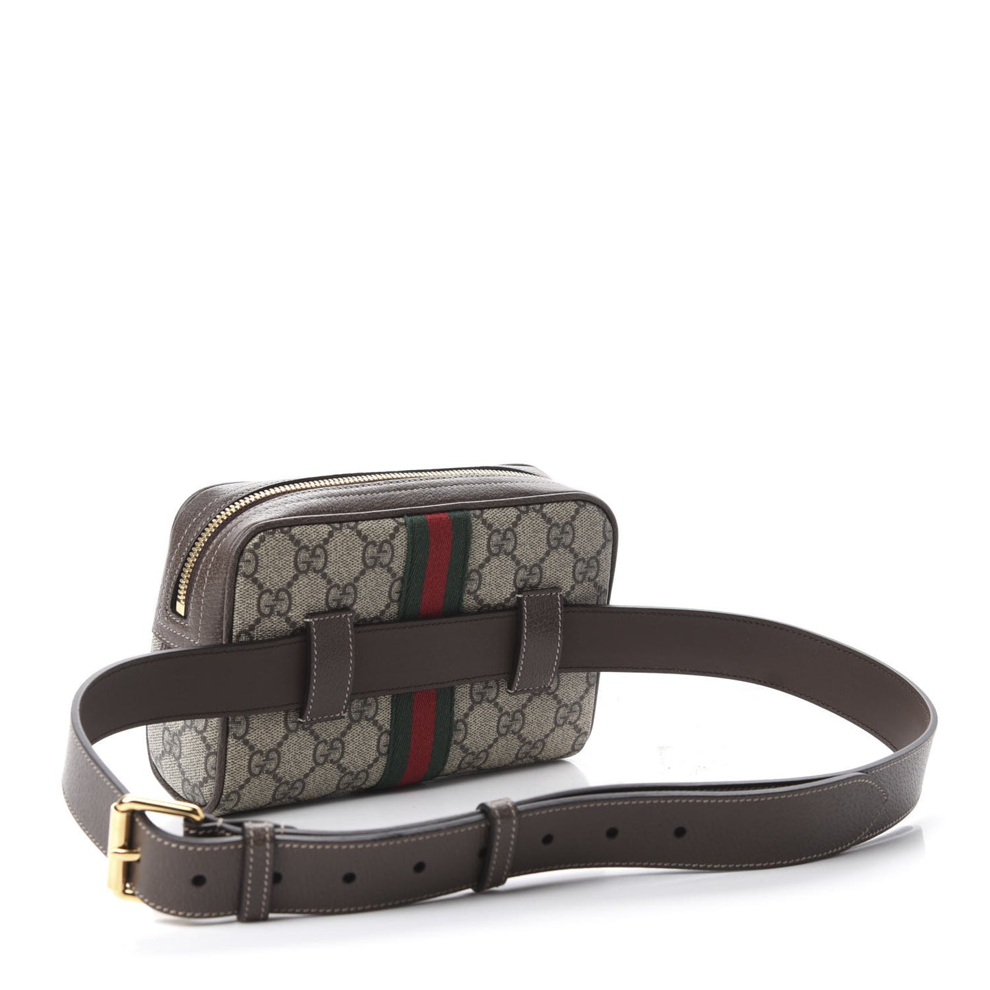 GG Supreme Monogram Web Small Ophidia Belt Bag 95 38 Dark Brown