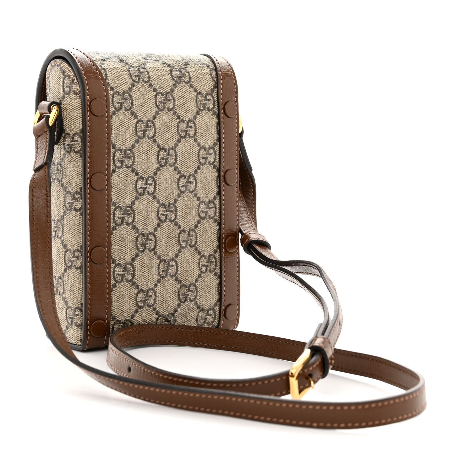 GG Supreme Monogram Mini Horsebit 1955 Crossbody Bag Beige Brown Sugar