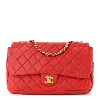 Chanel Lambskin Quilted Large Now and Forever Flap Red 1 of 14