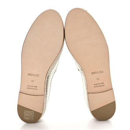 Hermes Calfskin Womens Trip Espadrilles 37 White 5 of 8