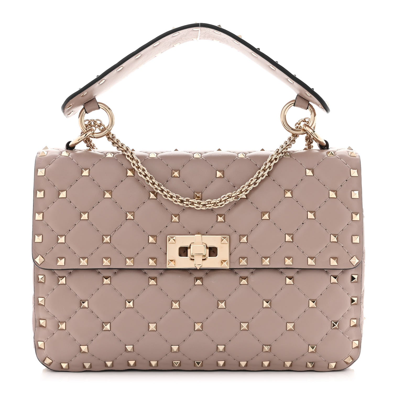 Valentino Garavani Lambskin Medium Rockstud Spike Shoulder Bag Poudre 1 of 10