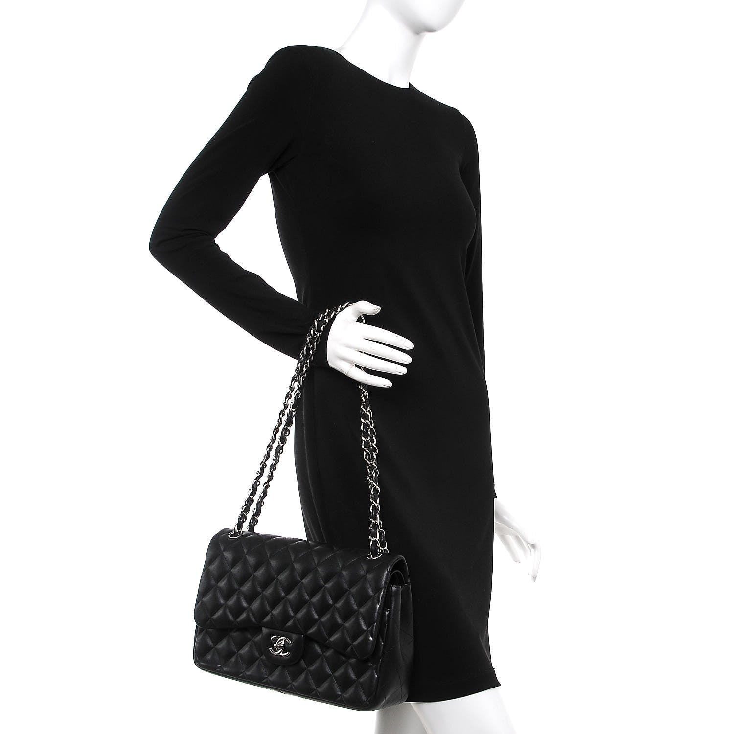 Chanel Lambskin Quilted Jumbo Double Flap Black 2 of 9