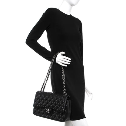 Chanel Lambskin Quilted Jumbo Double Flap Black 2 of 9