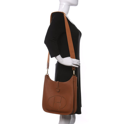 Hermes Taurillon Clemence Evelyne III PM Gold 2 of 9