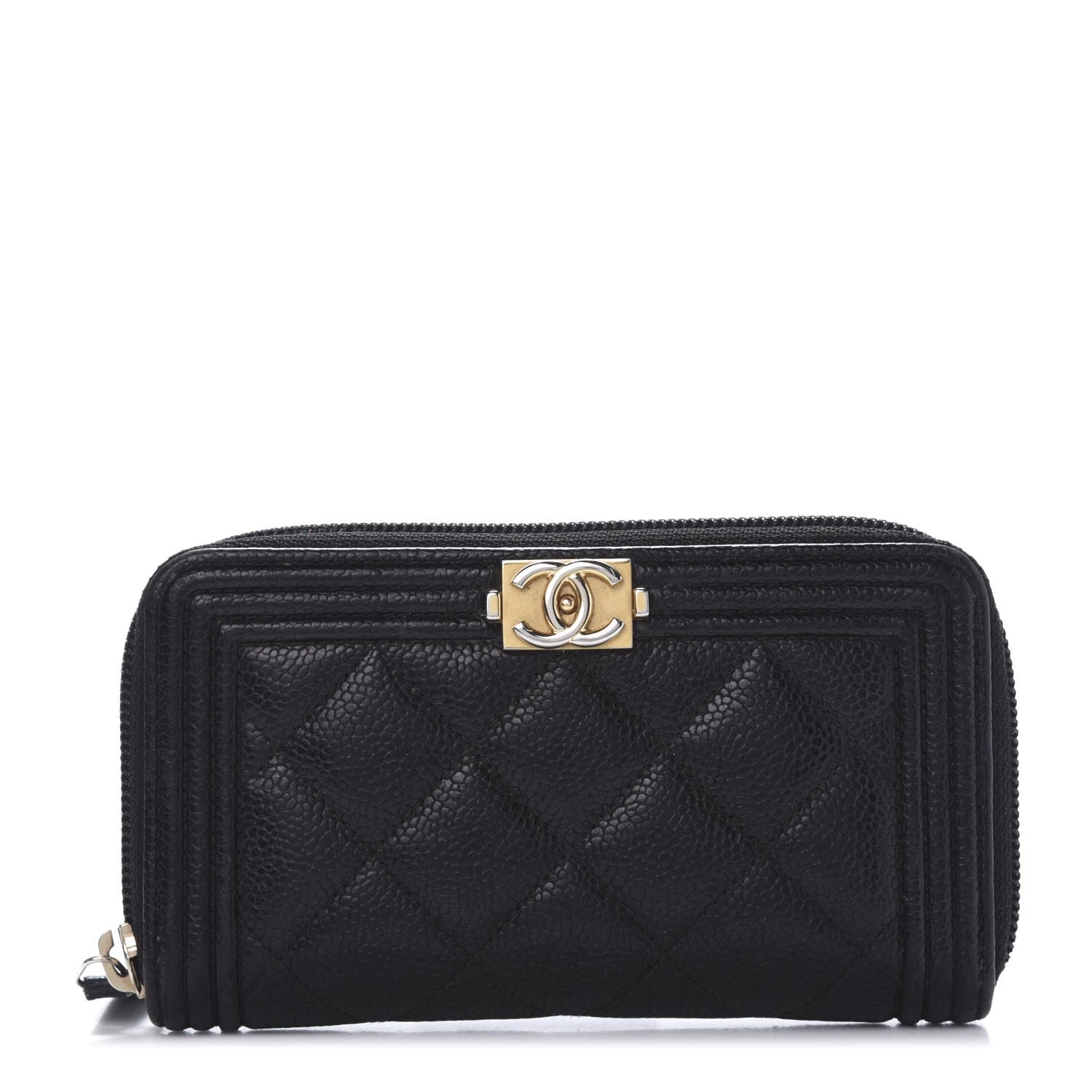 Chanel Caviar Quilted Small Boy Zip Around Wallet Black 1 of 11
