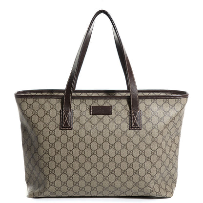 Gucci GG Supreme Monogram Medium Zippered Shopping Tote Dark Brown 1 of 7