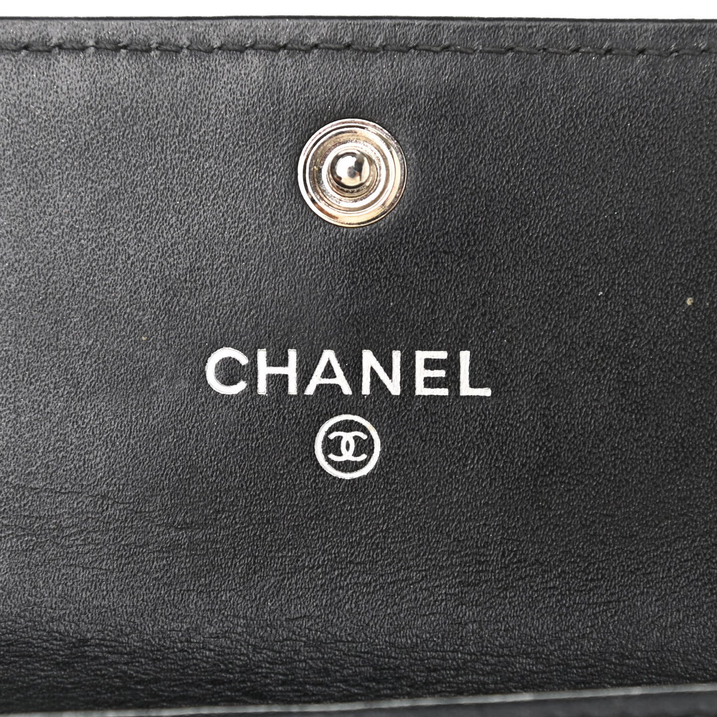 Patent Quilted Flap Card Holder Black
