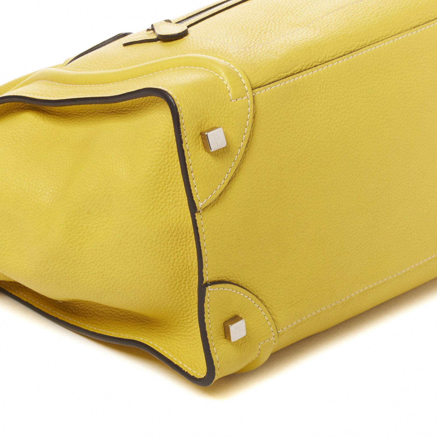 Celine Drummed Calfskin Mini Luggage Citron 6 of 10