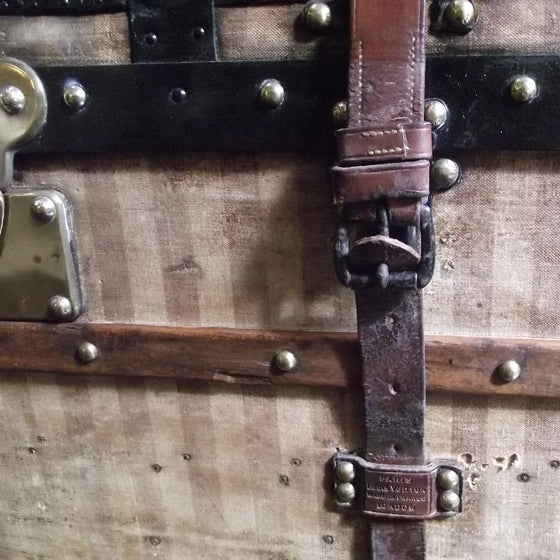 Antique Striped Steamer Trunk