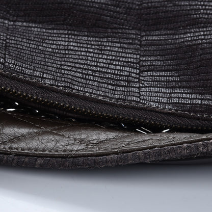 Jimmy Choo Lizard Embossed Large Boho Biker Hobo Quartz 9 of 11