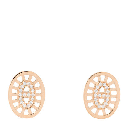 Hermes 18K Rose Gold Diamond Chaine d'Ancre Divine Stud Earrings 1 of 5