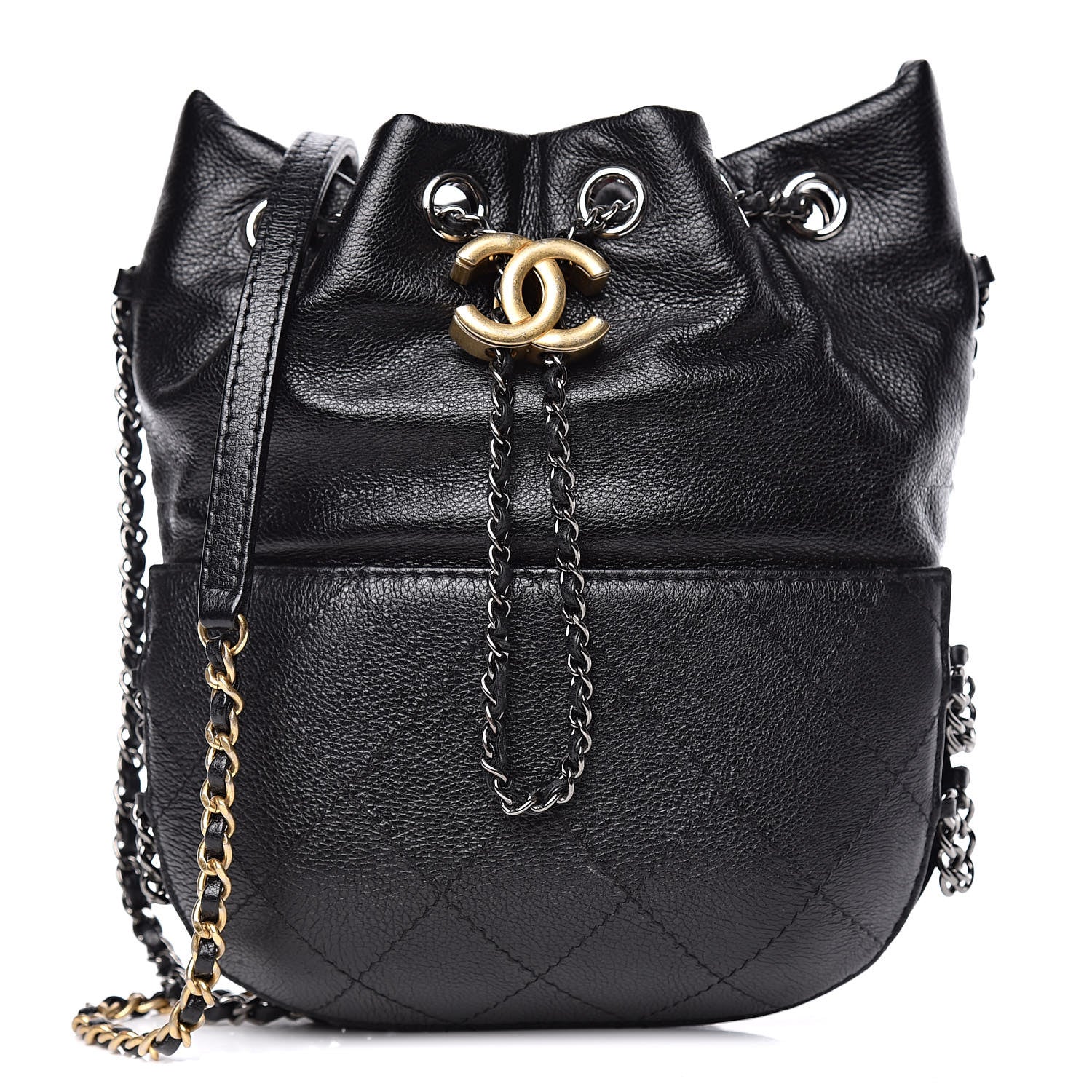Chanel Calfskin Quilted Small Gabrielle Bucket Black 1 of 9