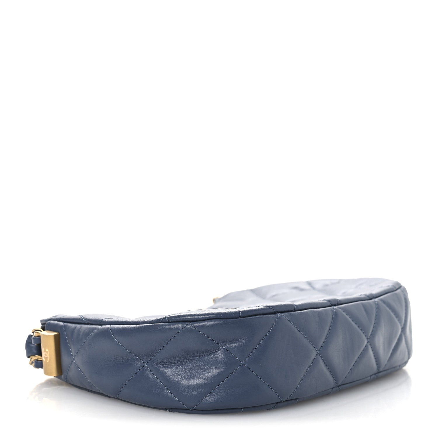 Chanel Crumpled Calfskin Quilted Braided CC Small Hobo Blue
