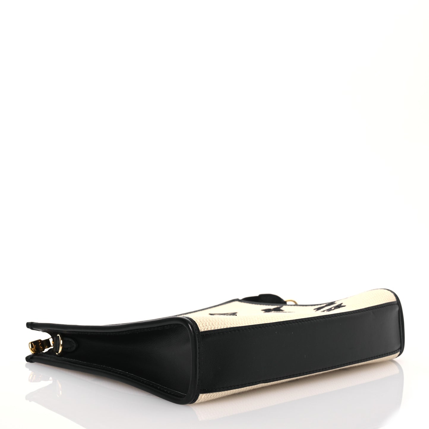 Raffia Calfskin Monogram Toiletry Pouch 26 On Chain Beige Black