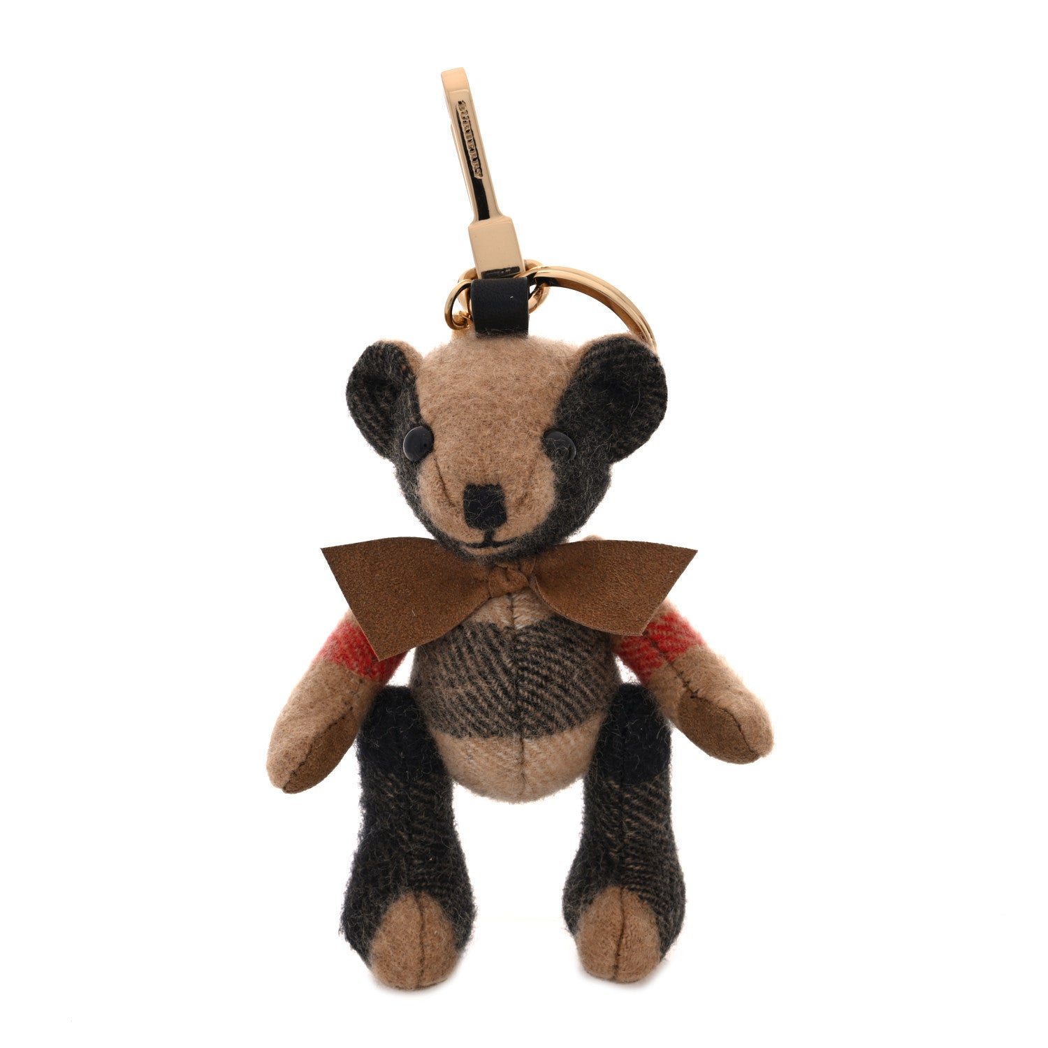 Burberry Cashmere House Check Thomas Bear Bag Charm Camel Gold 1 of 4
