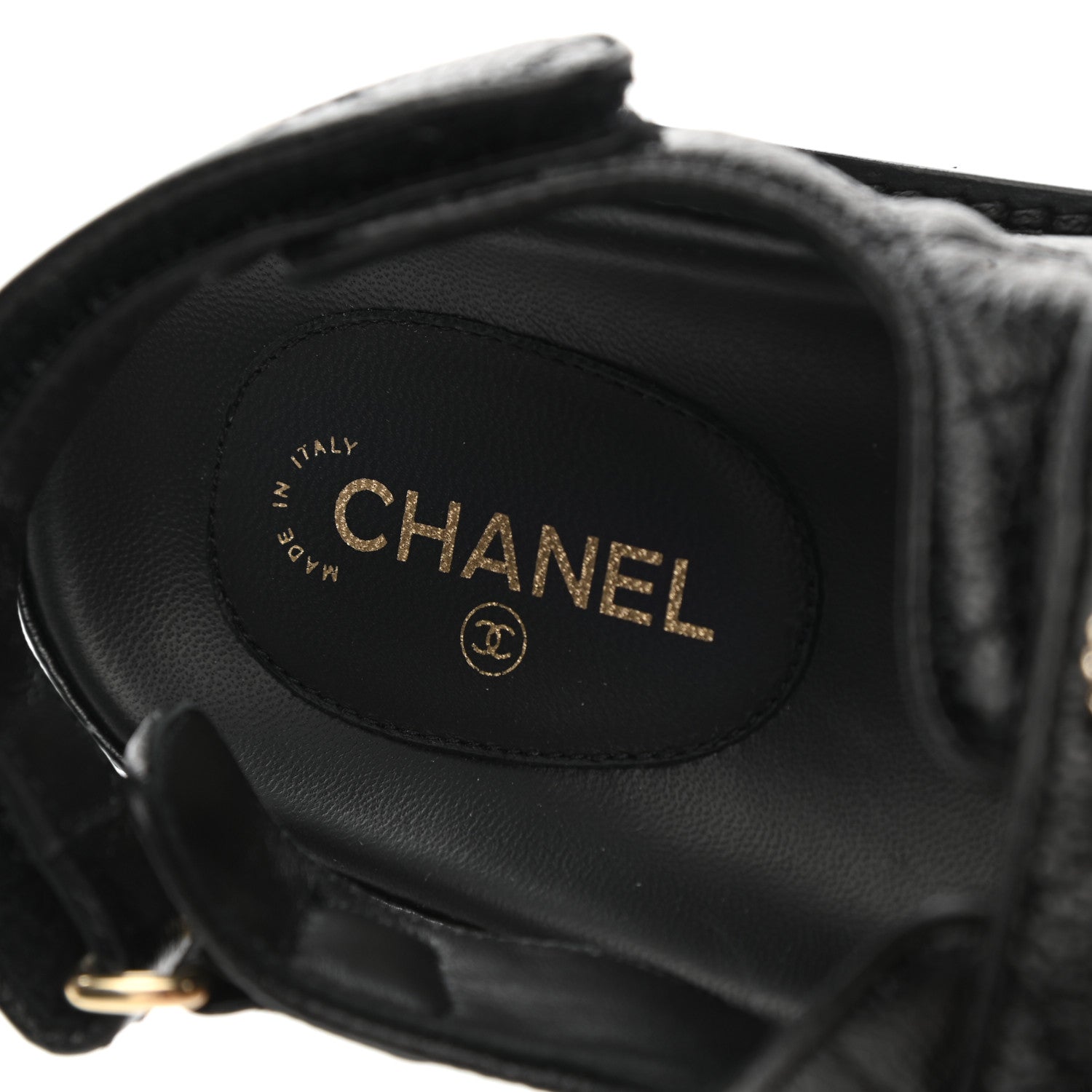 Chanel Grained Calfskin Velcro Dad Sandals 38 Black 7 of 9