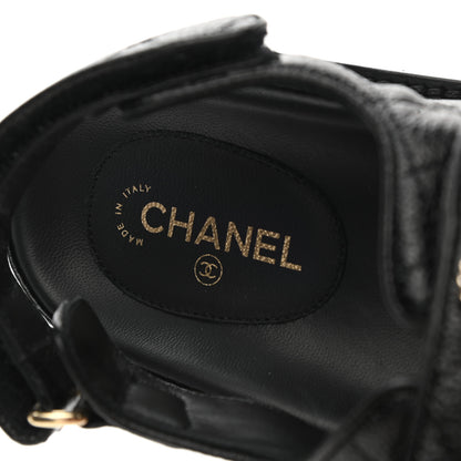 Chanel Grained Calfskin Velcro Dad Sandals 38 Black 7 of 9