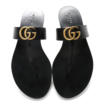 Gucci Calfskin GG Marmont Thong Sandals 39.5 Black 5 of 10