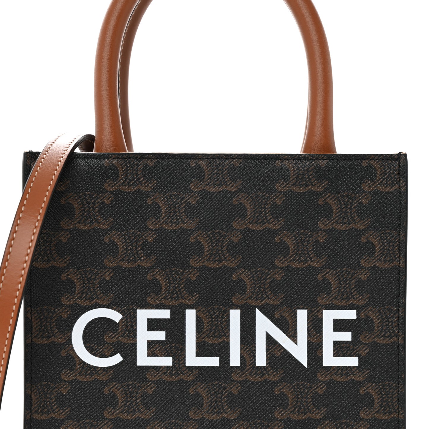 Triomphe Canvas Calfskin Mini Vertical Cabas Tan