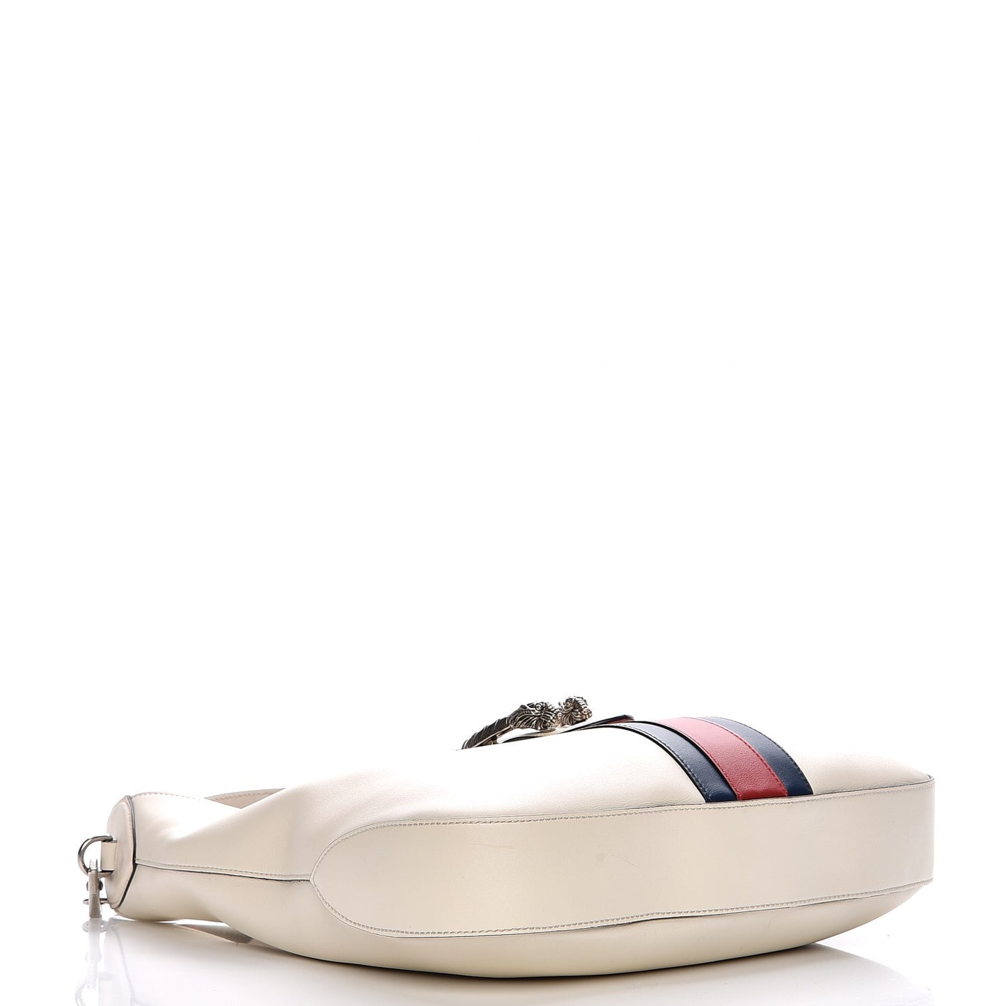 Calfskin Web Stripe Medium Dionysus Hobo White