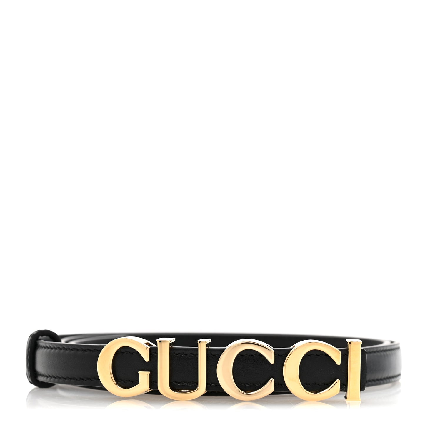 Plutone Calfskin Gucci Buckle 20mm Thin Belt 90 36 Black