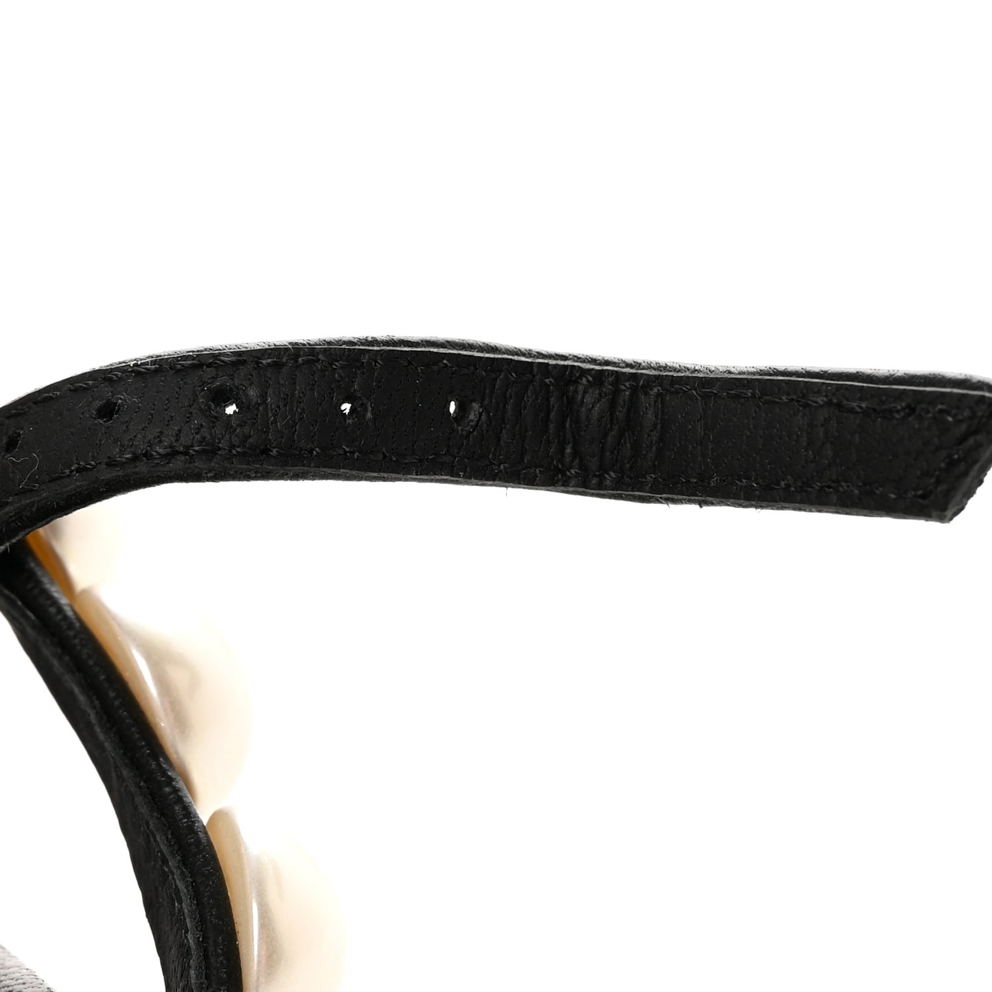 Lambskin Pearl Toe Ring Slingback Sandals 37 Black