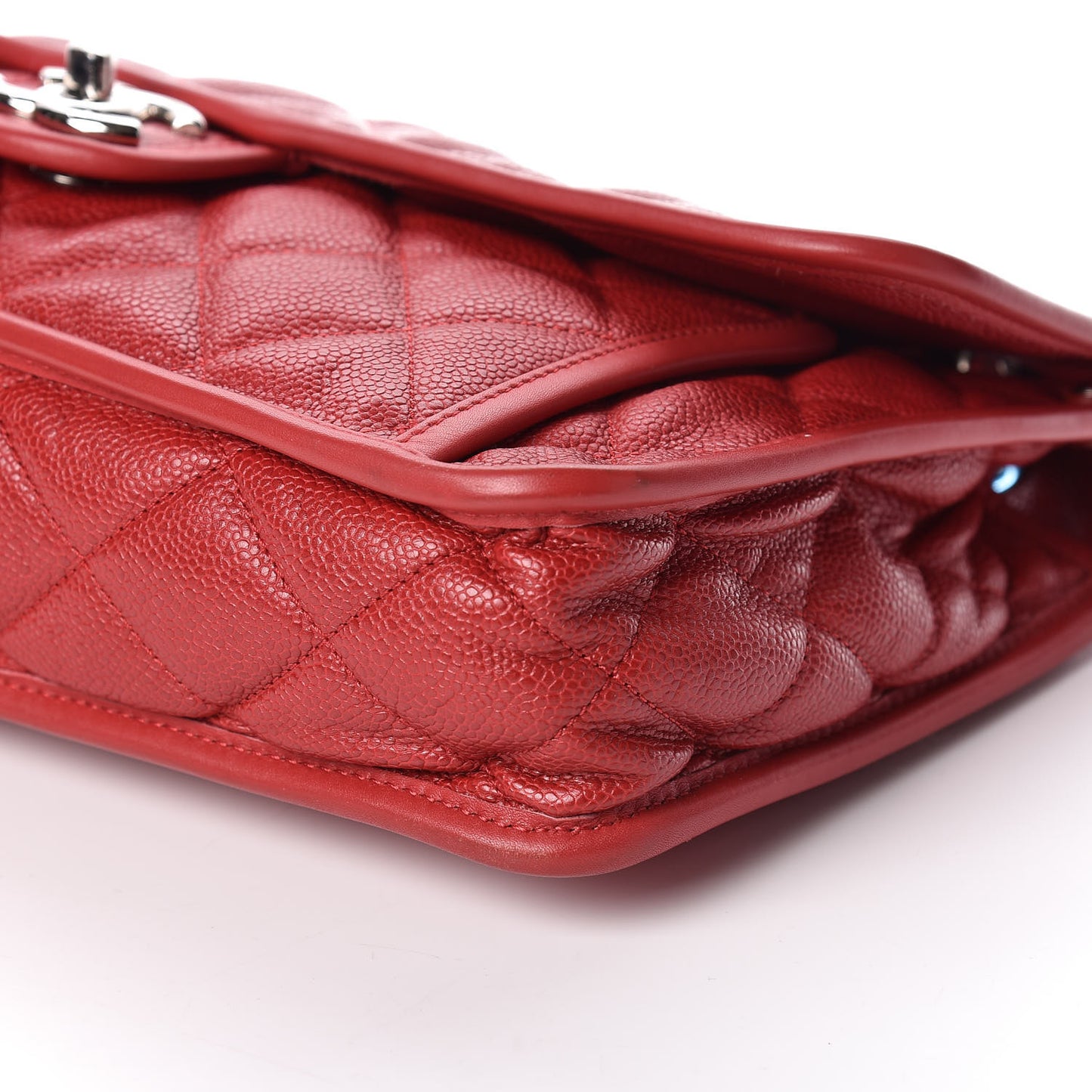 Caviar Quilted Large French Riviera Flap Red