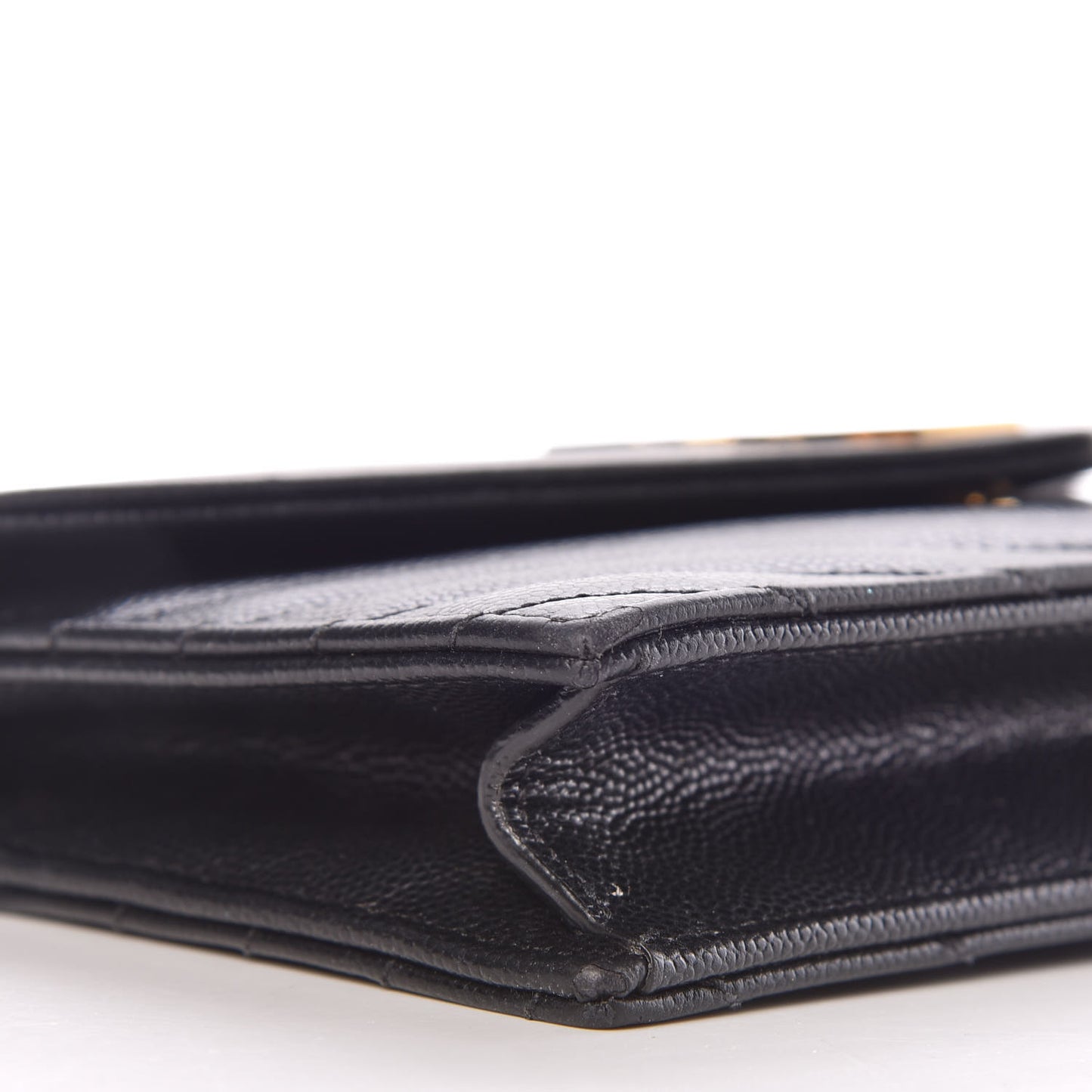 Grain De Poudre Matelasse Chevron Monogram Envelope Chain Wallet Black