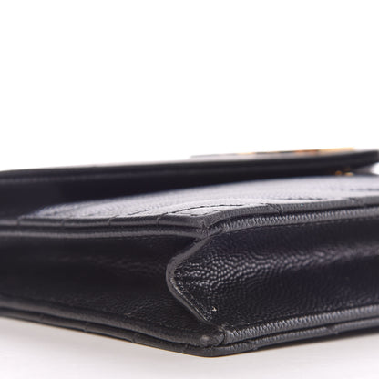 Saint Laurent Grain De Poudre Matelasse Chevron Monogram Envelope Chain Wallet Black 11 of 17