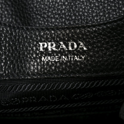 Prada Vitello Daino Soft Medium Zippered Top Handle Bag Black 5 of 8