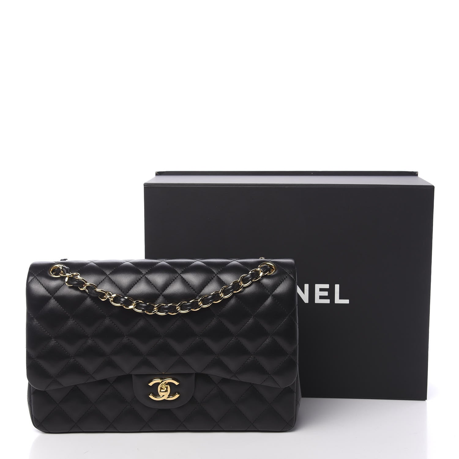Chanel Lambskin Quilted Jumbo Double Flap Black 13 of 13