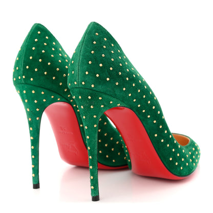 Christian Louboutin Suede Pigalle Follies Plume 100 Pumps 36.5 Canopee Antique Gold 5 of 8
