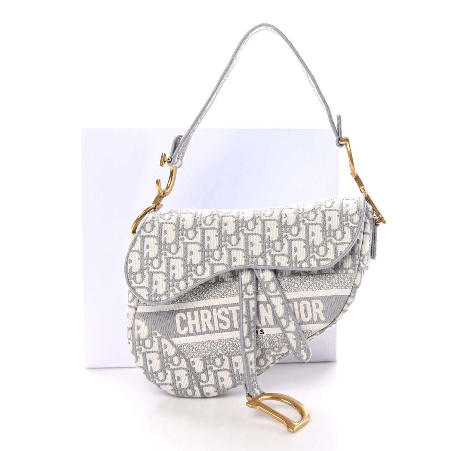 Christian Dior Oblique Embroidered Saddle Bag Gray 11 of 11