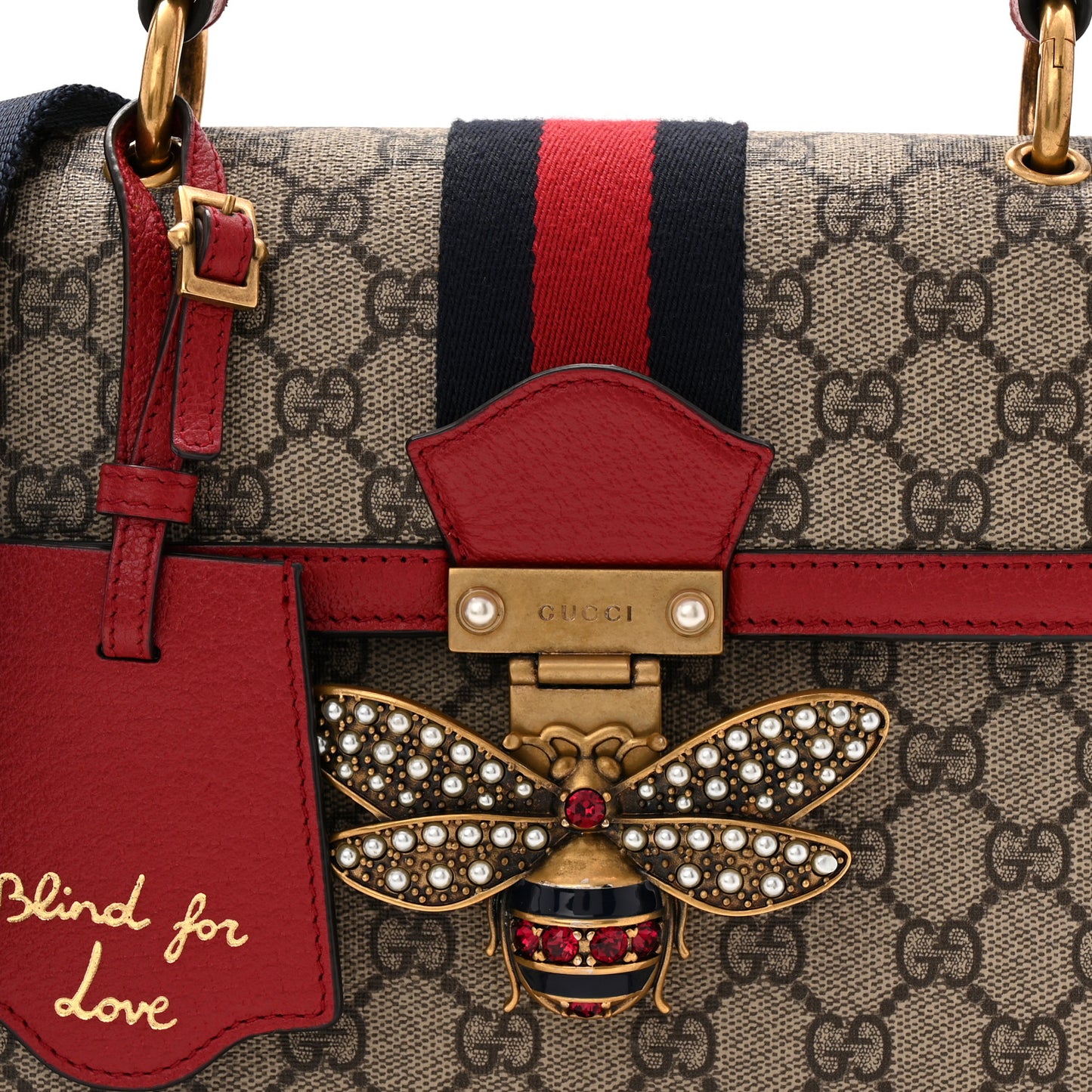 GG Supreme Monogram Small Queen Margaret Top Handle Bag Red