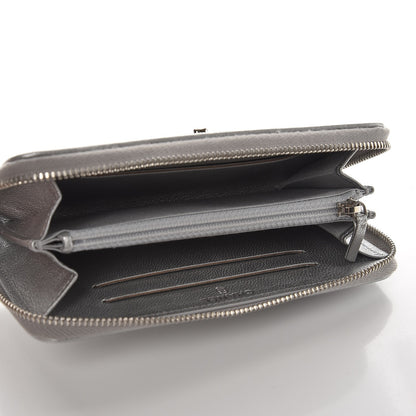Chanel Metallic Sheepskin Chevron Quilted Medium Mademoiselle Vintage Zip Around Wallet Silver 5 of 9