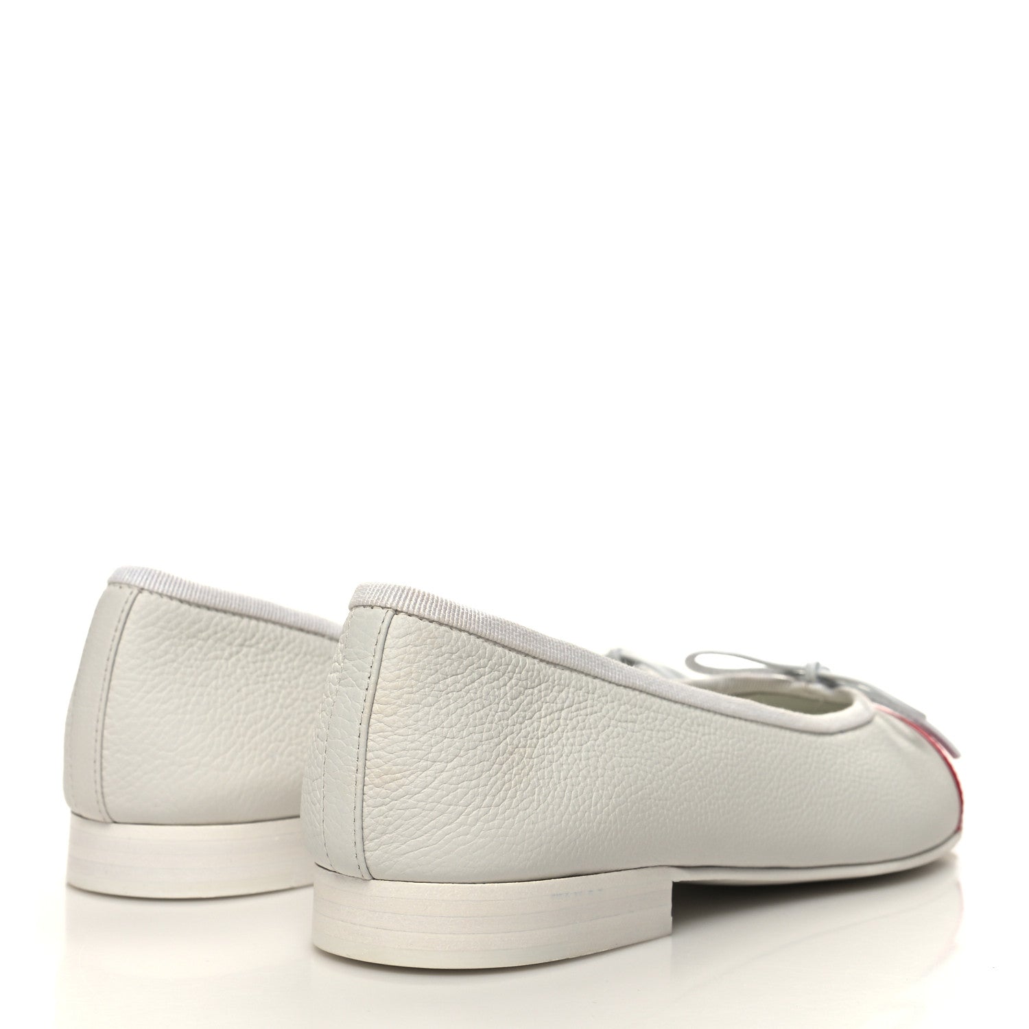Chanel Patent Calfskin CC Cap Toe Ballerina Flats 36.5 White Red 4 of 9