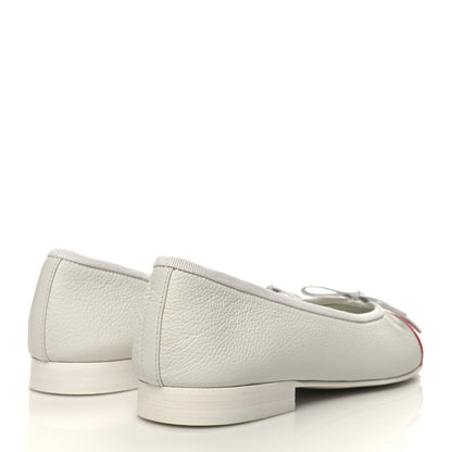 Chanel Patent Calfskin CC Cap Toe Ballerina Flats 36.5 White Red 4 of 9