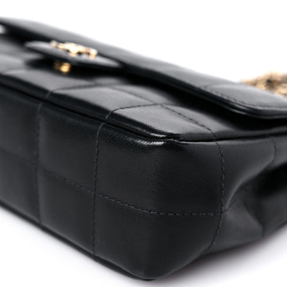 Chanel Lambskin Quilted Mini Chocolate Bar Camellia Flap Black 9 of 14