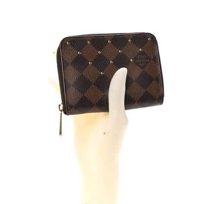 Louis Vuitton Damier Ebene Studded Zippy Coin Purse Rose Ballerine 2 of 10