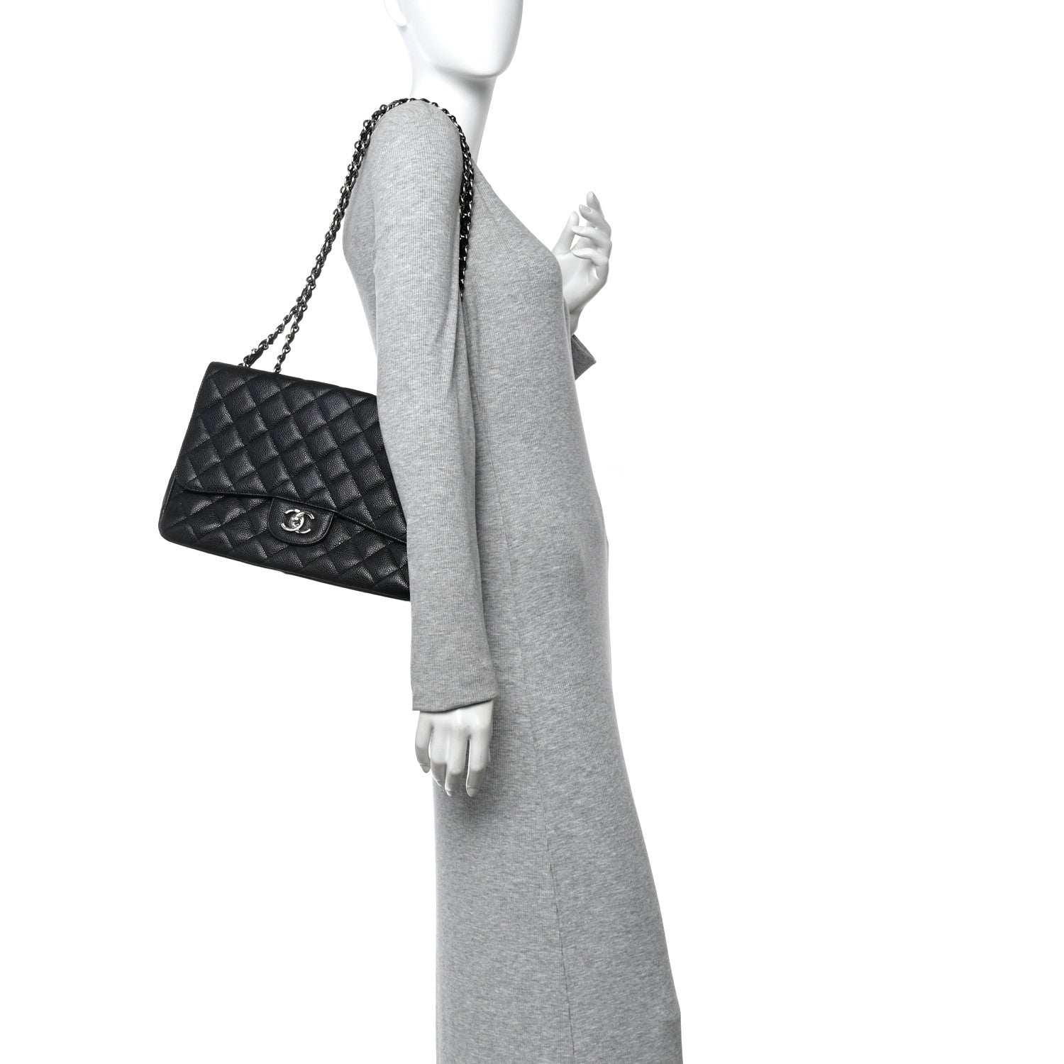 Chanel Caviar Quilted Jumbo Single Flap Black 2 of 10