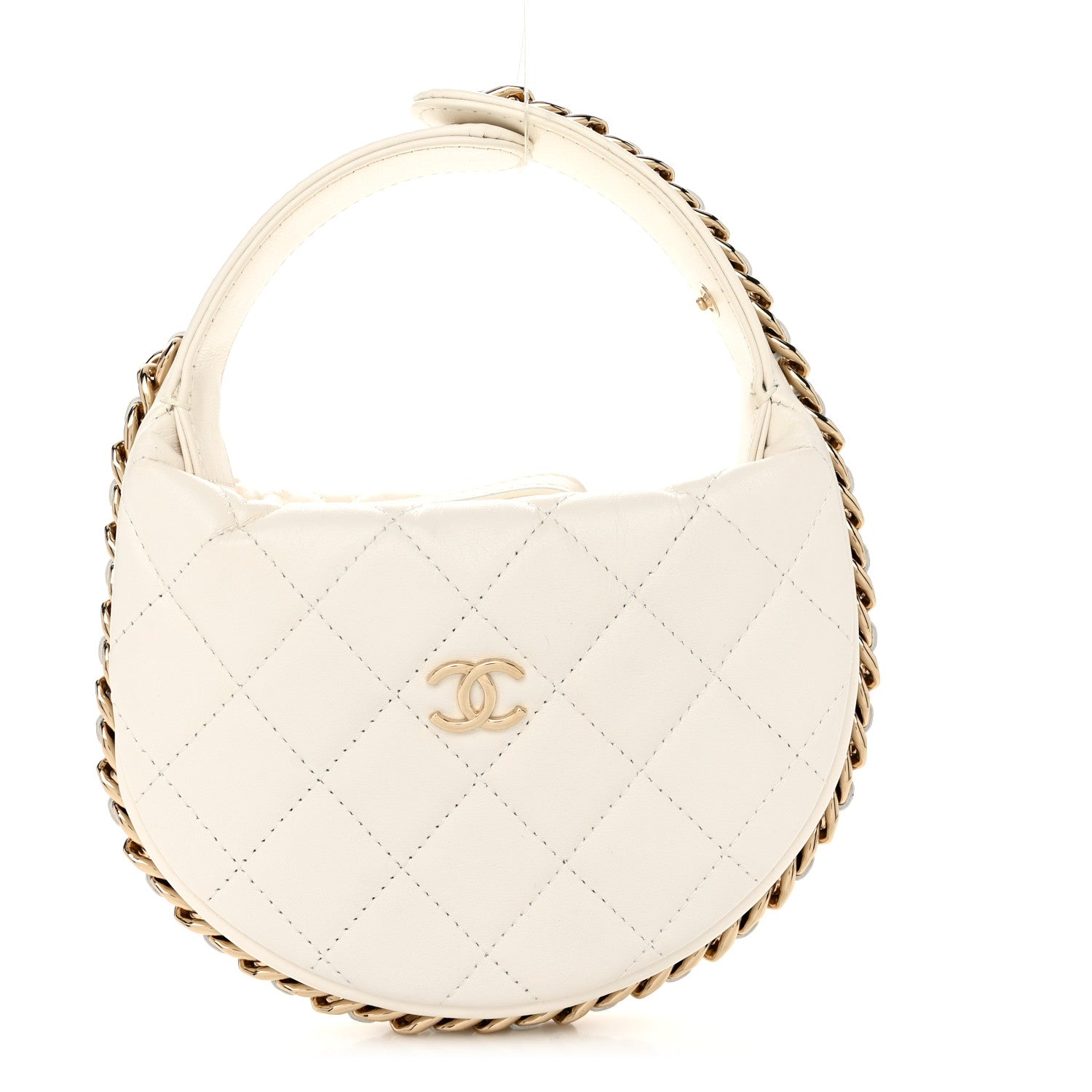 Chanel Lambskin Quilted Chain Around Pouch Hobo White 1 of 10