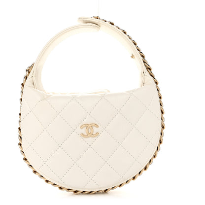 Chanel Lambskin Quilted Chain Around Pouch Hobo White 1 of 10