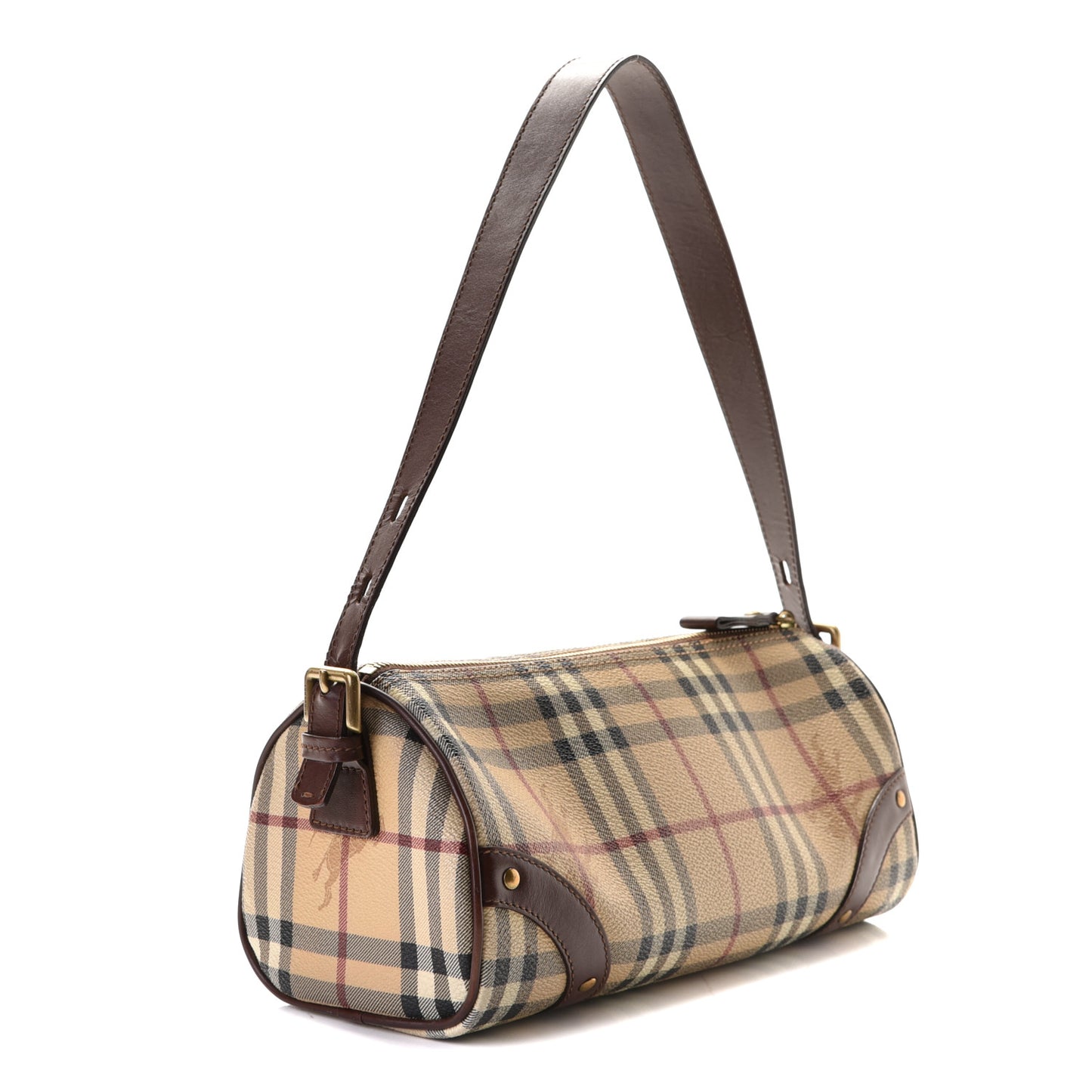 Haymarket Check Studded Barrel Bag Chocolate