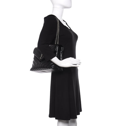 Saint Laurent Calfskin Y Quilted Monogram Medium Loulou Chain Satchel Black 2 of 11