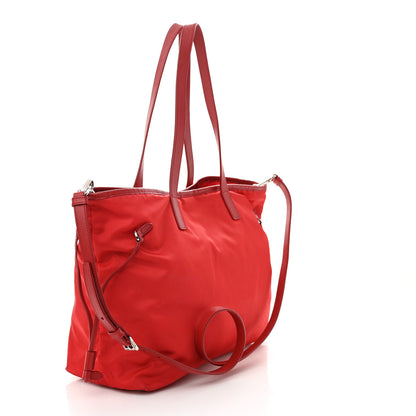 Prada Tessuto Nylon Saffiano Tote Rosso 3 of 13
