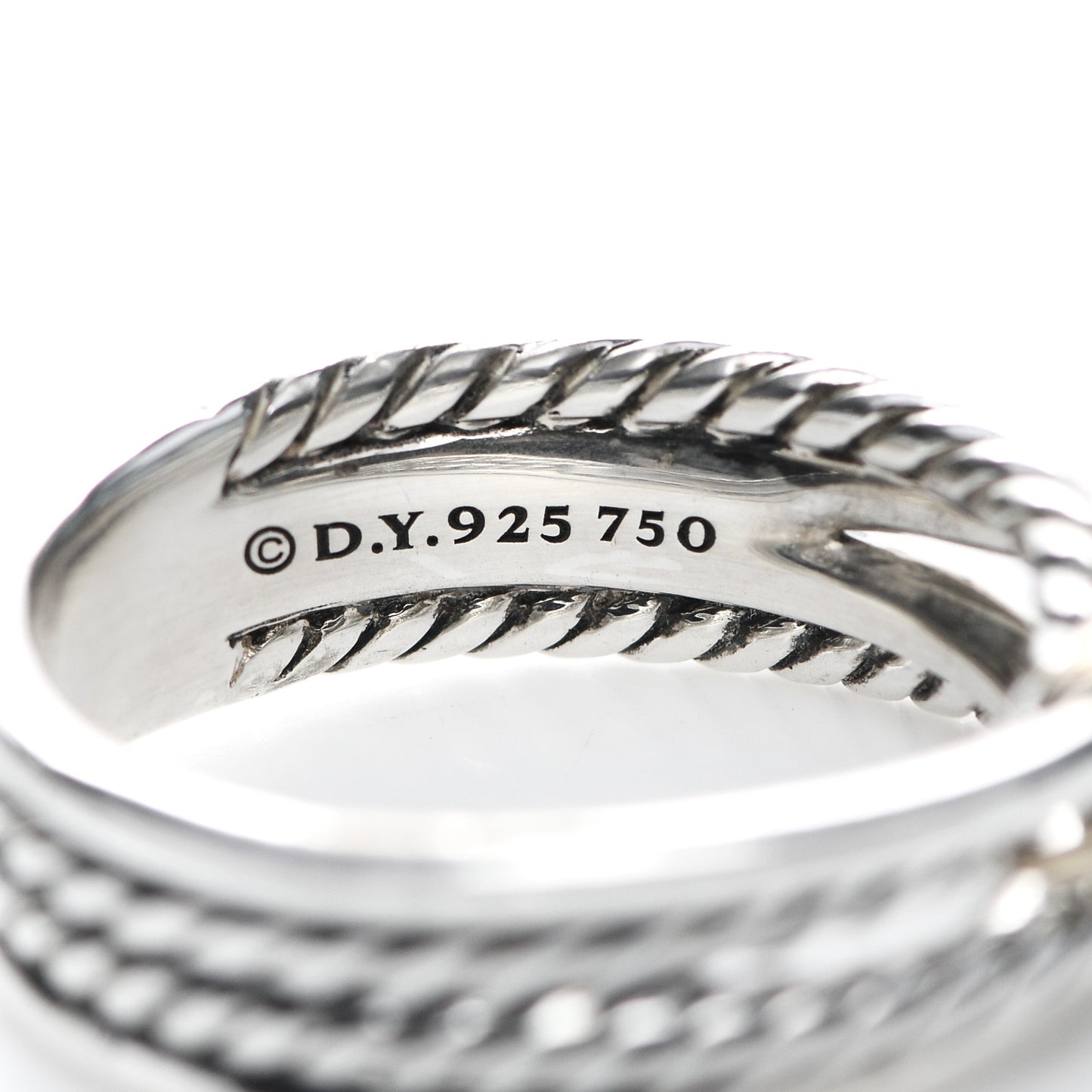 Sterling Silver 18K Yellow Gold 6mm X Crossover Ring 53 6.5