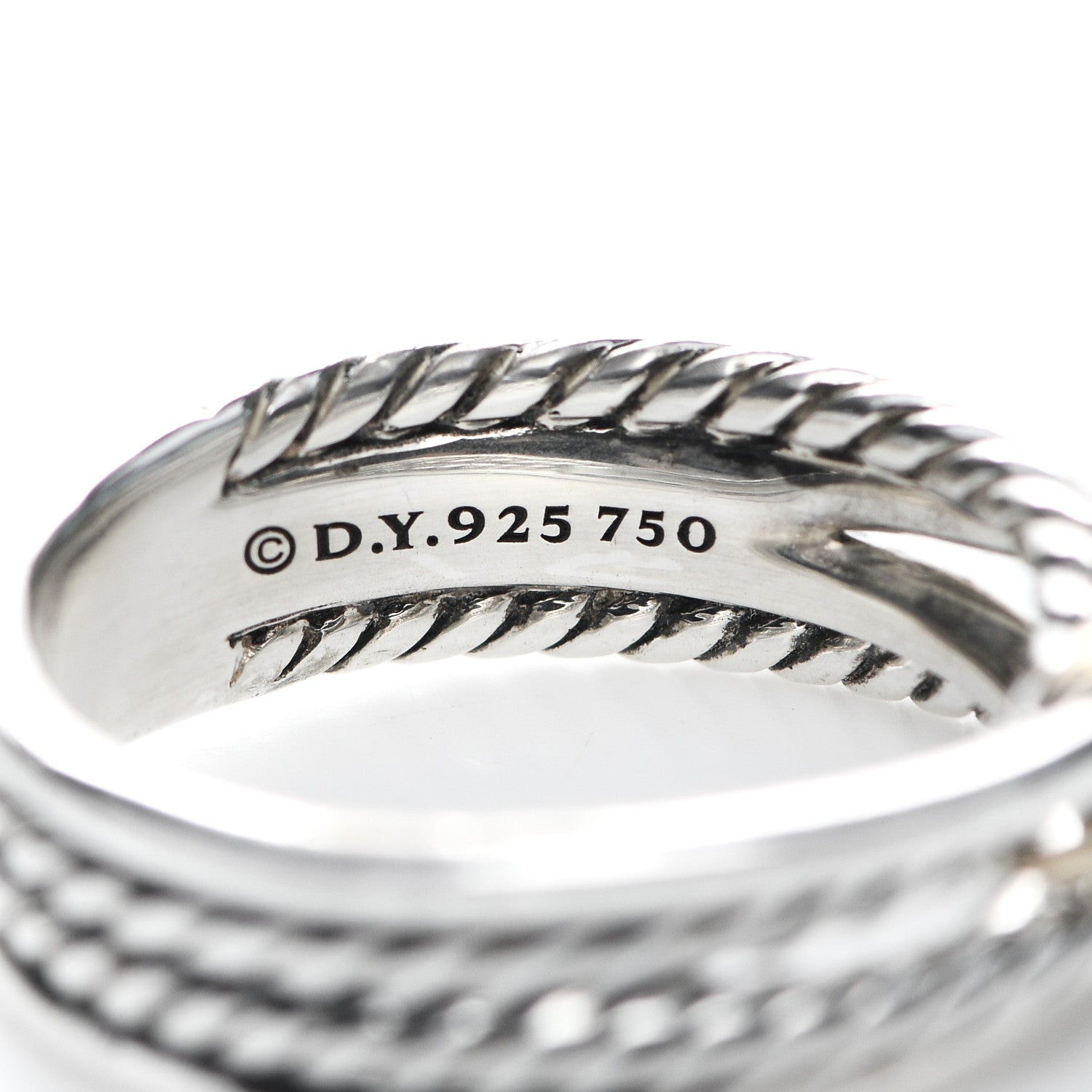 David Yurman Sterling Silver 18K Yellow Gold 6mm X Crossover Ring 53 6.5 4 of 5