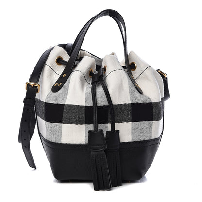 Burberry Canvas House Check Small Bucket Black White 3 of 12