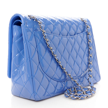 Chanel Patent Calfskin Quilted Maxi Double Flap Blue 3 of 12